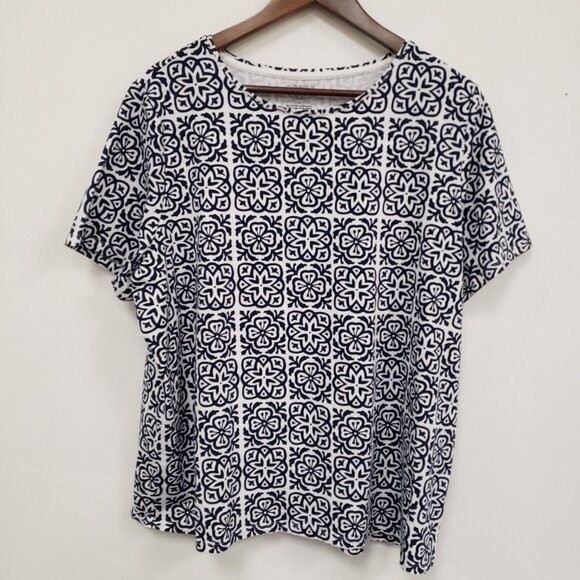 Talbots Womens Geometric Kaleidoscope T Shirt Size 2X Artsy Essential Everyday - Picture 1 of 8